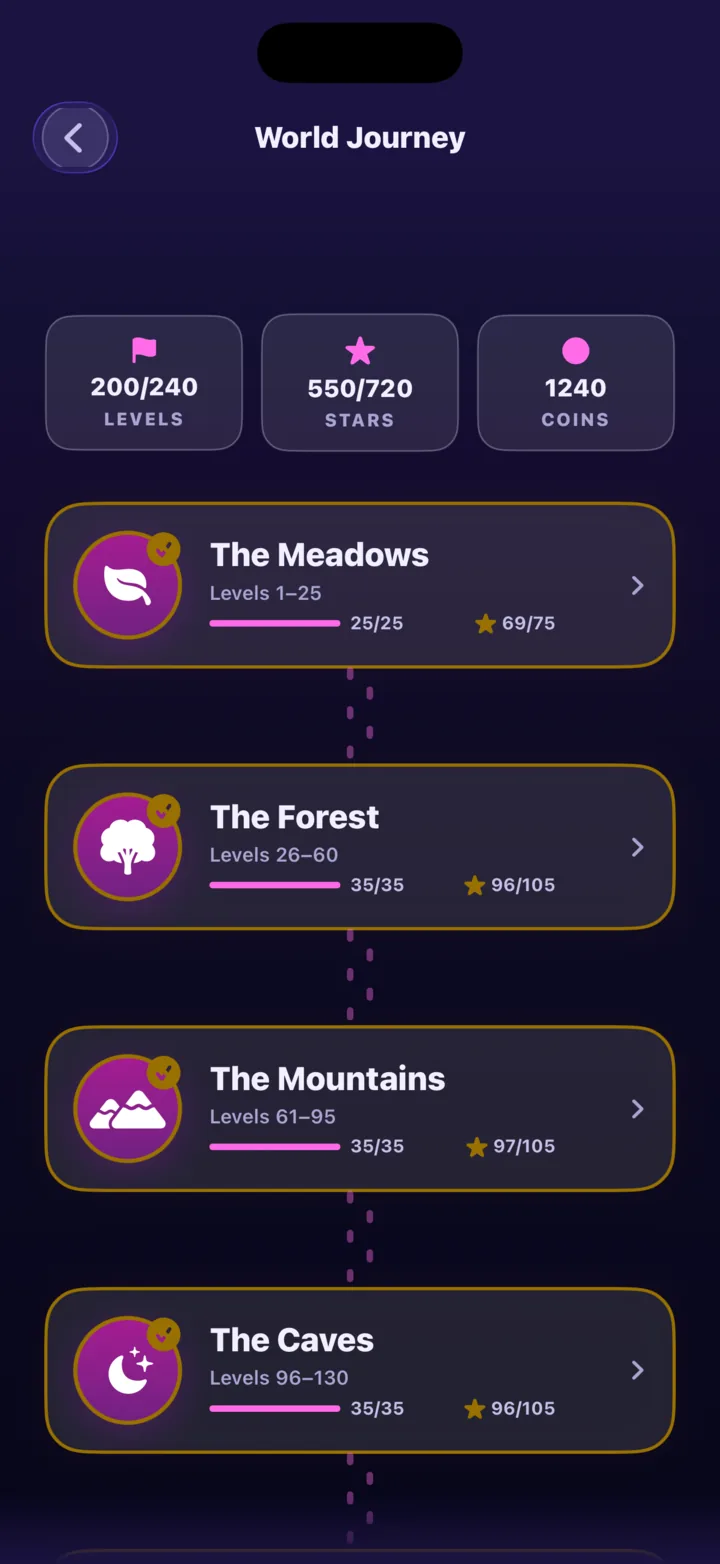 Arrow Maze world journey screen